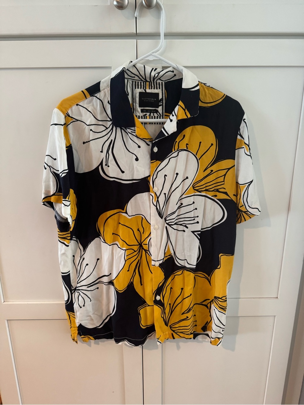Cactus Man Floral Button Down Large